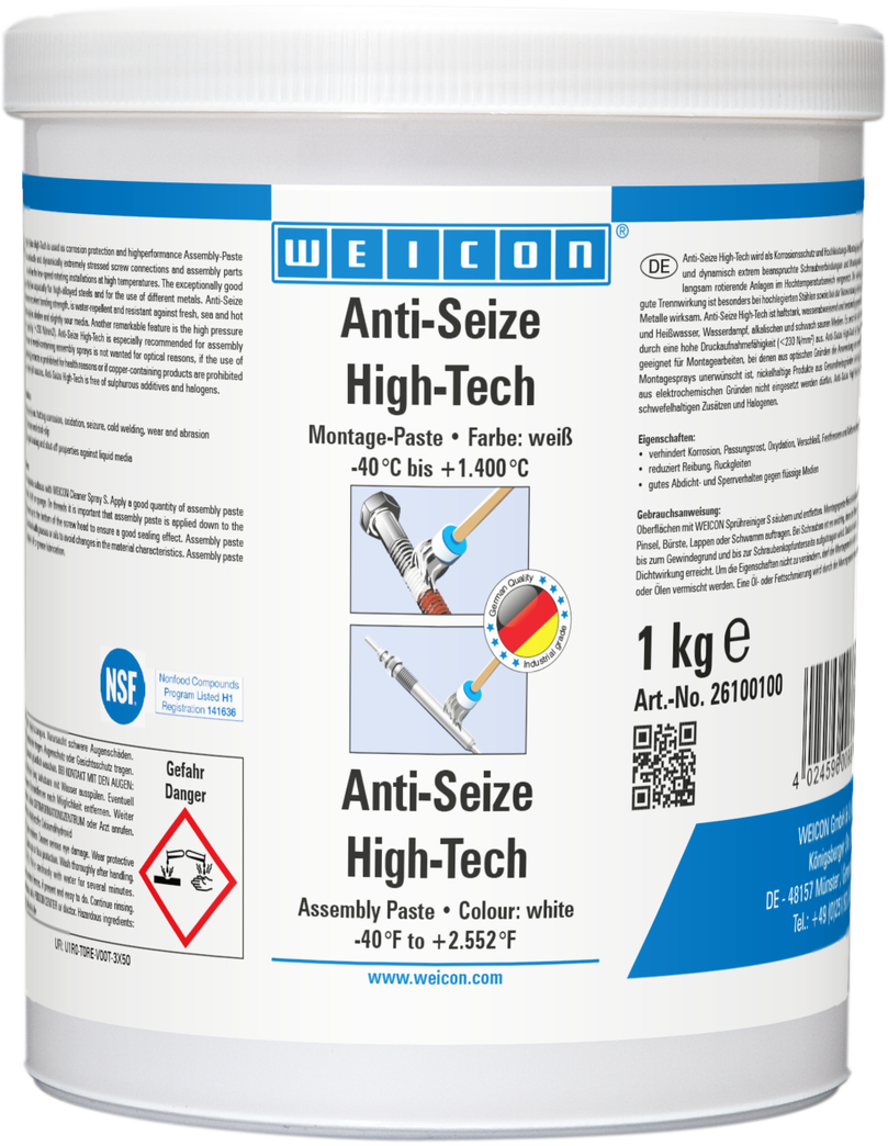AntiSeize HighTech Assembly Paste metalfree lubricant and release